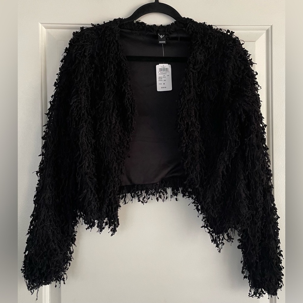 Windsor Little Miss Cozy Shaggy Black Cardigan
